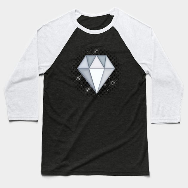 White Diamond Gem Baseball T-Shirt by Blackmoonrose13